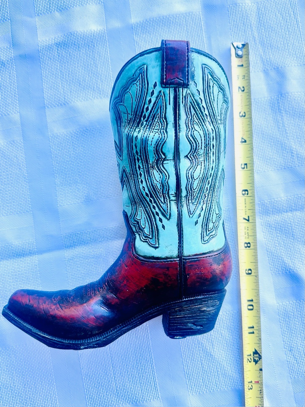 Burton & Burton Western Rustic Howdy Cowboy Boot Resin Vas e/Decor Handpainted - Picture 8 of 9